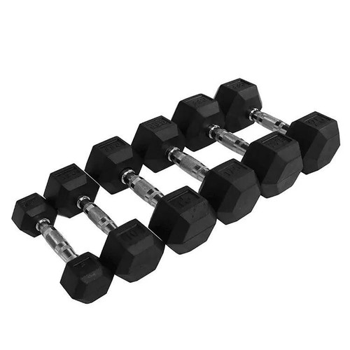 Hex dumbbells cast iron - cast, rubber