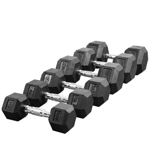 Rubber hex dumbbell - rubber,