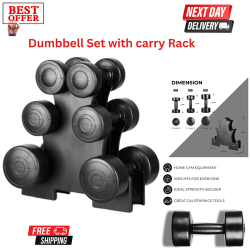 Dumbbell set with carry rack - with,