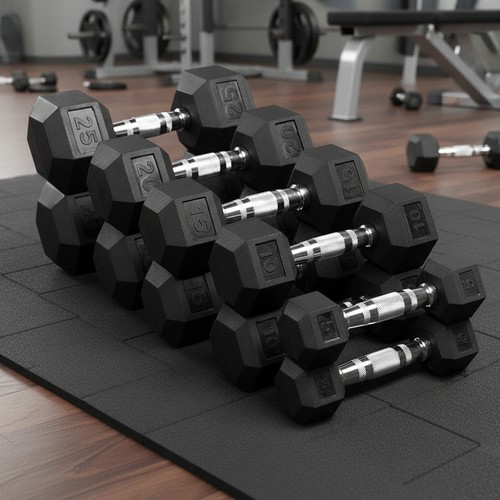 Hex dumbbells weights rubber - hex,