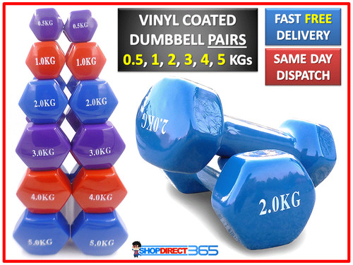 Vinyl dumbbells weights pair - dumbbells,